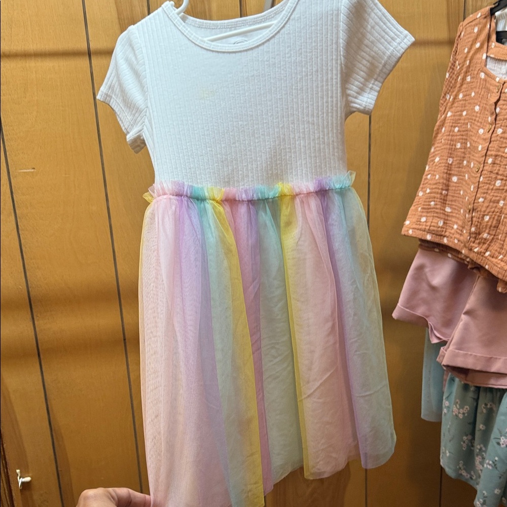 Wonder Nation White and Pastel Kids Dress